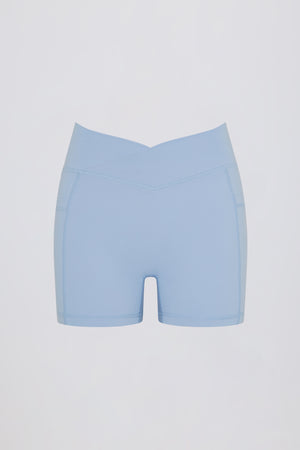 Soft Active Pocket V-Waist Mini Shorts in Sky