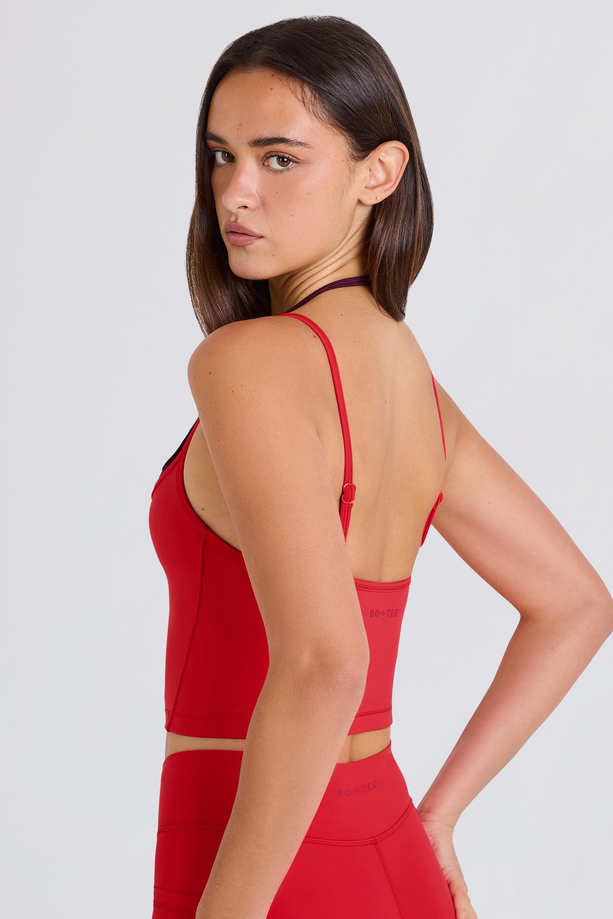 Soft Active Layered Cropped Tank Top in Strawberry - 6