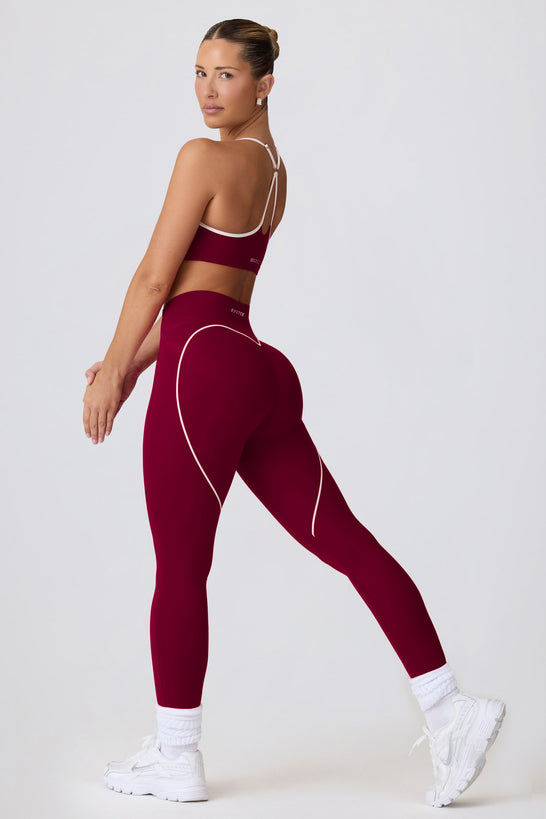 Soft Active Mid-Rise Leggings in Burgundy