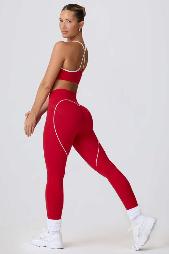 Soft Active Mid-Rise Leggings in Hot Red