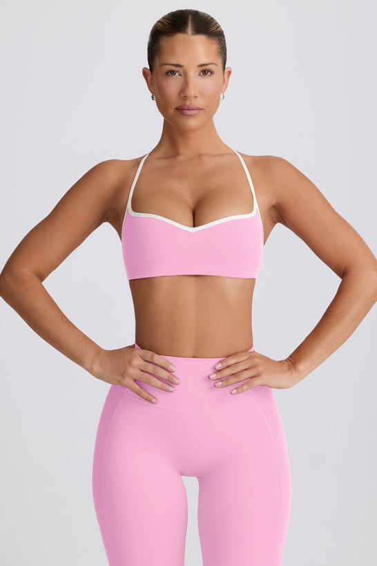 Soft Active Sweetheart-Neck Sports Bra in Baby Pink