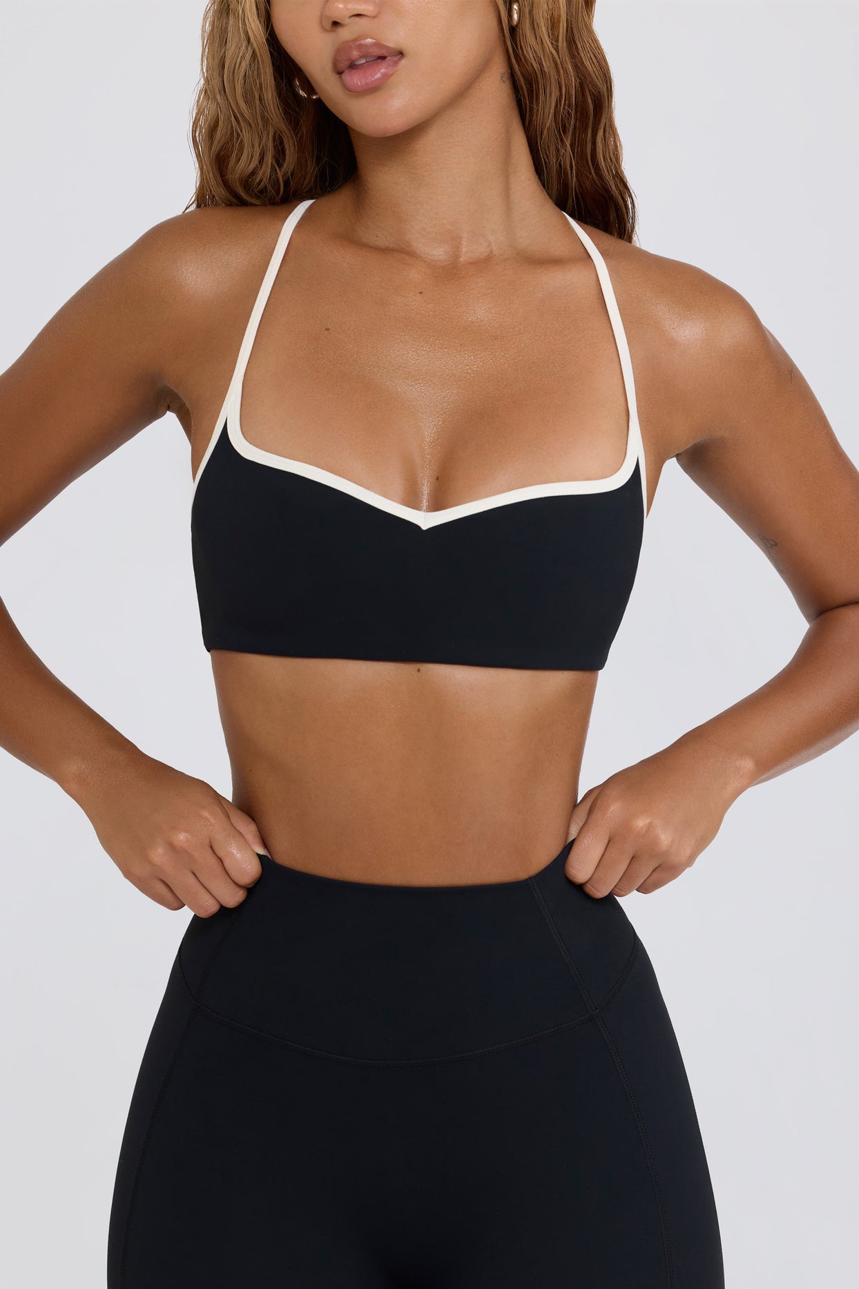 Soft Active Sweetheart-Neck Sports Bra in Black - 4