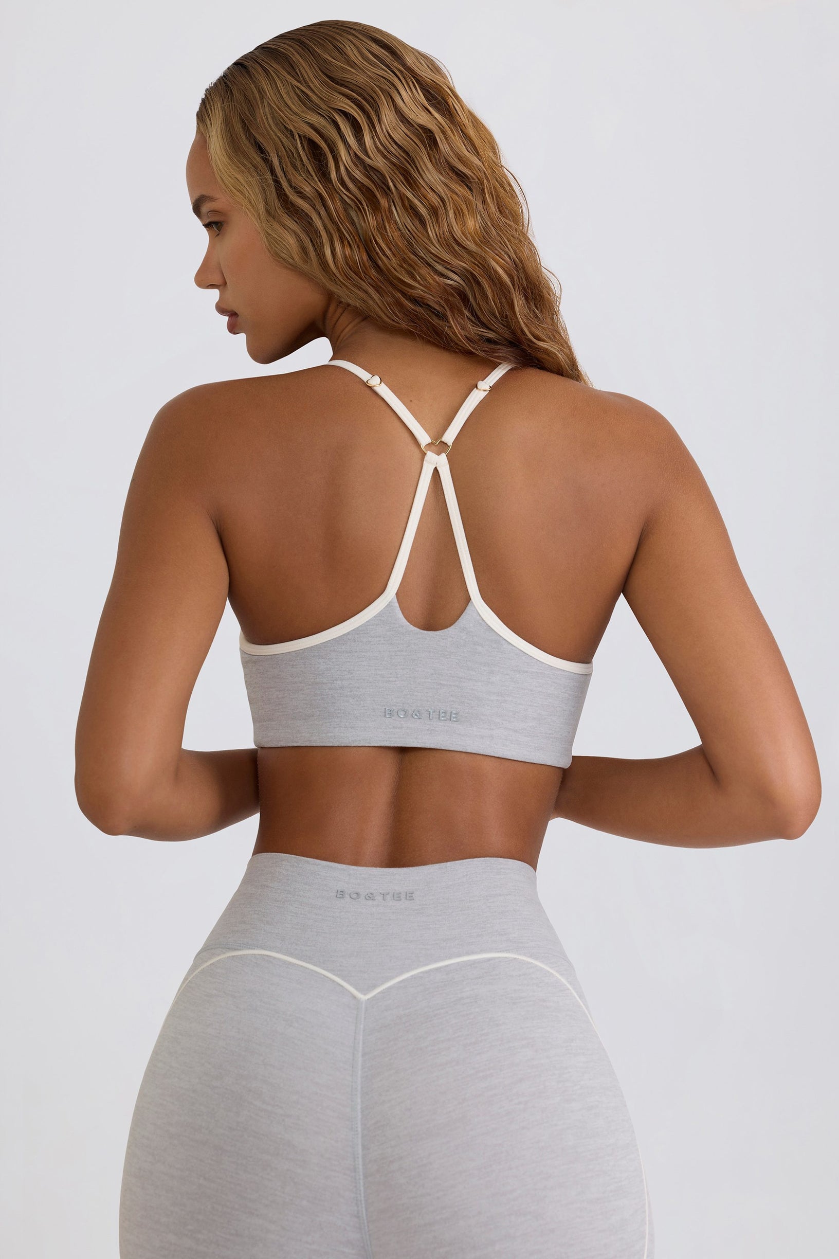 Soft Active Sweetheart-Neck Sports Bra in Grey Marl - 2