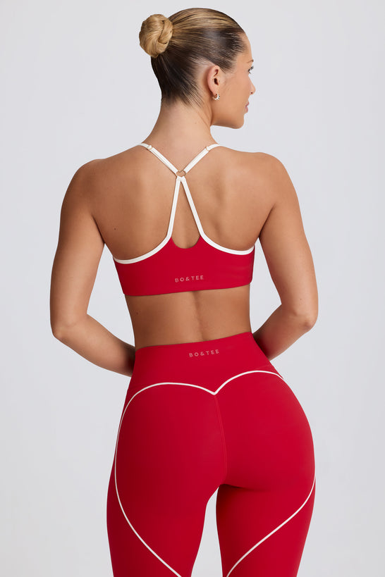 Soft Active Sweetheart-Neck Sports Bra in Hot Red