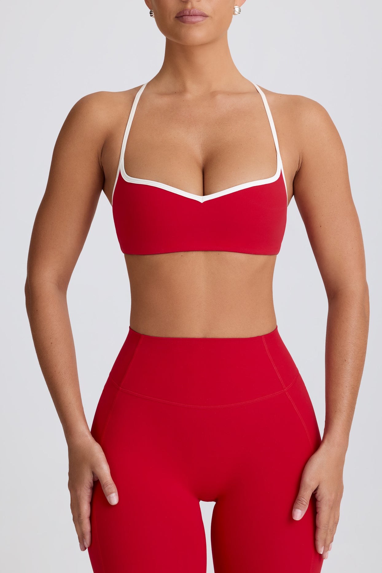 Soft Active Sweetheart-Neck Sports Bra in Hot Red - 4