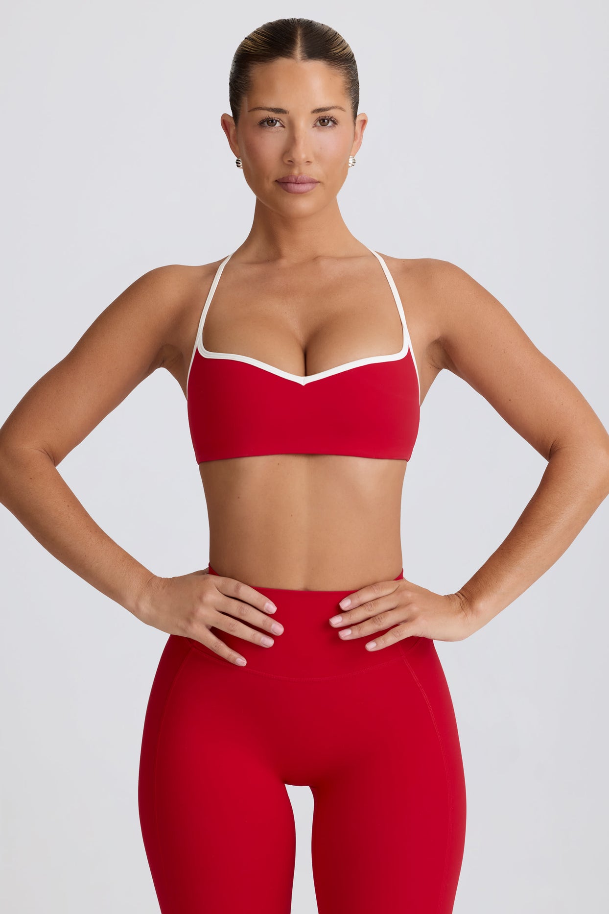 Soft Active Sweetheart-Neck Sports Bra in Hot Red - 6