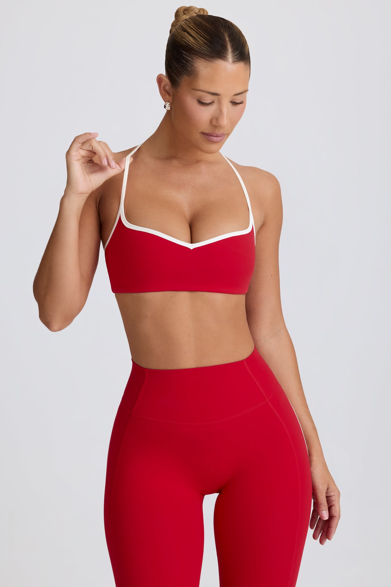 Soft Active Sweetheart-Neck Sports Bra in Hot Red - 7