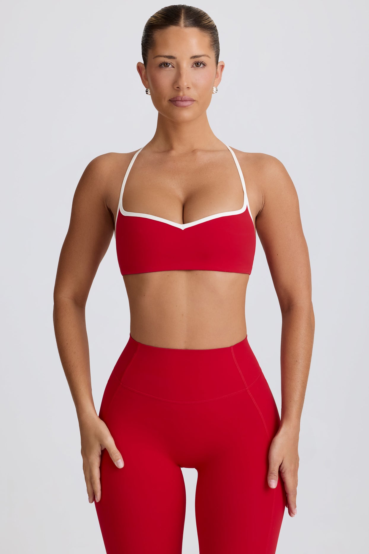Soft Active Sweetheart-Neck Sports Bra in Hot Red - 8