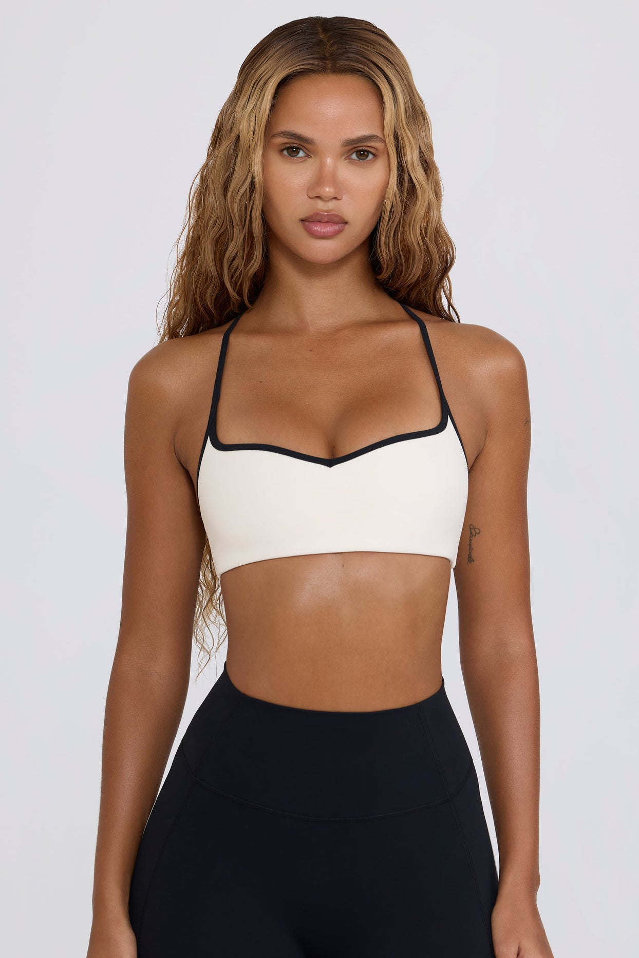 Soft Active Sweetheart-Neck Sports Bra in White - 1