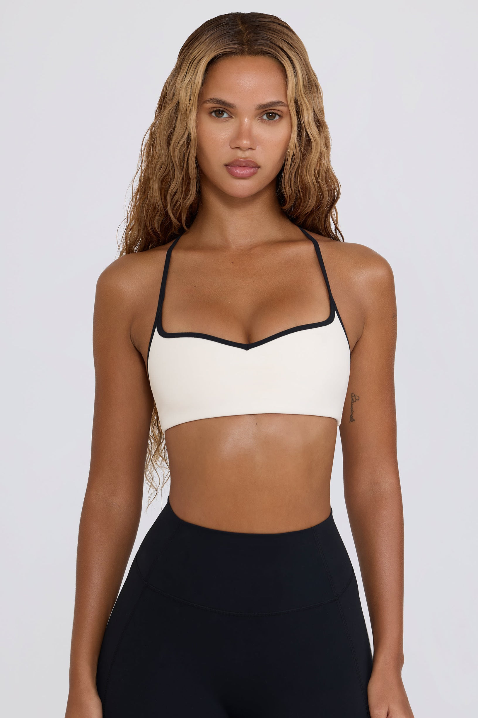 Soft Active Sweetheart-Neck Sports Bra in White - 1