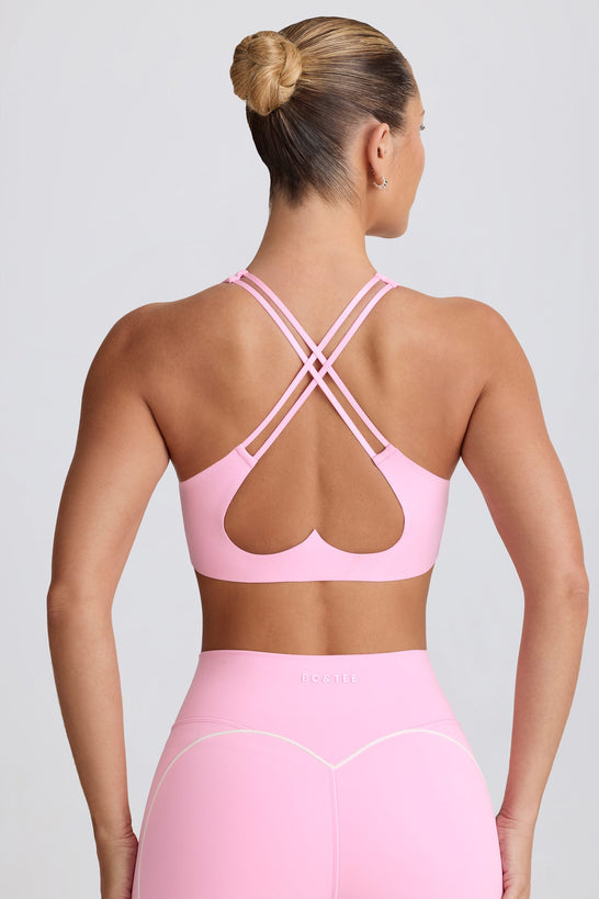 Soft Active V-Neck Sports Bra in Baby Pink