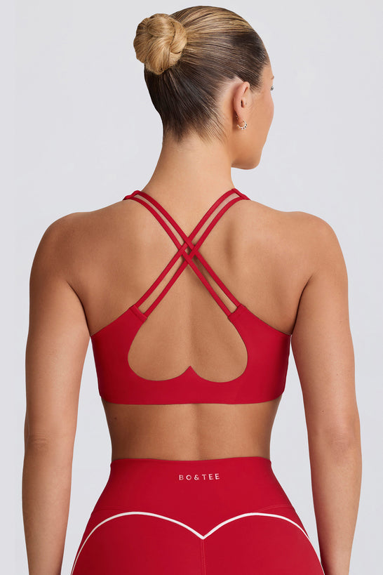 Soft Active V-Neck Sports Bra in Hot Red