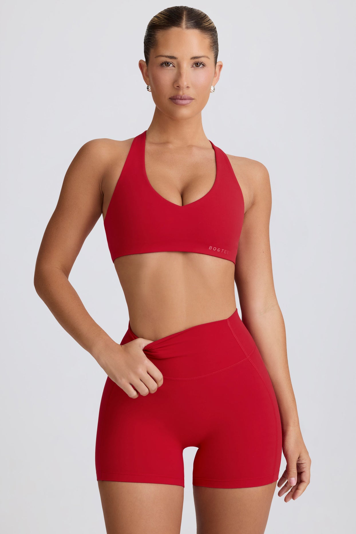Soft Active V-Neck Sports Bra in Hot Red - 5