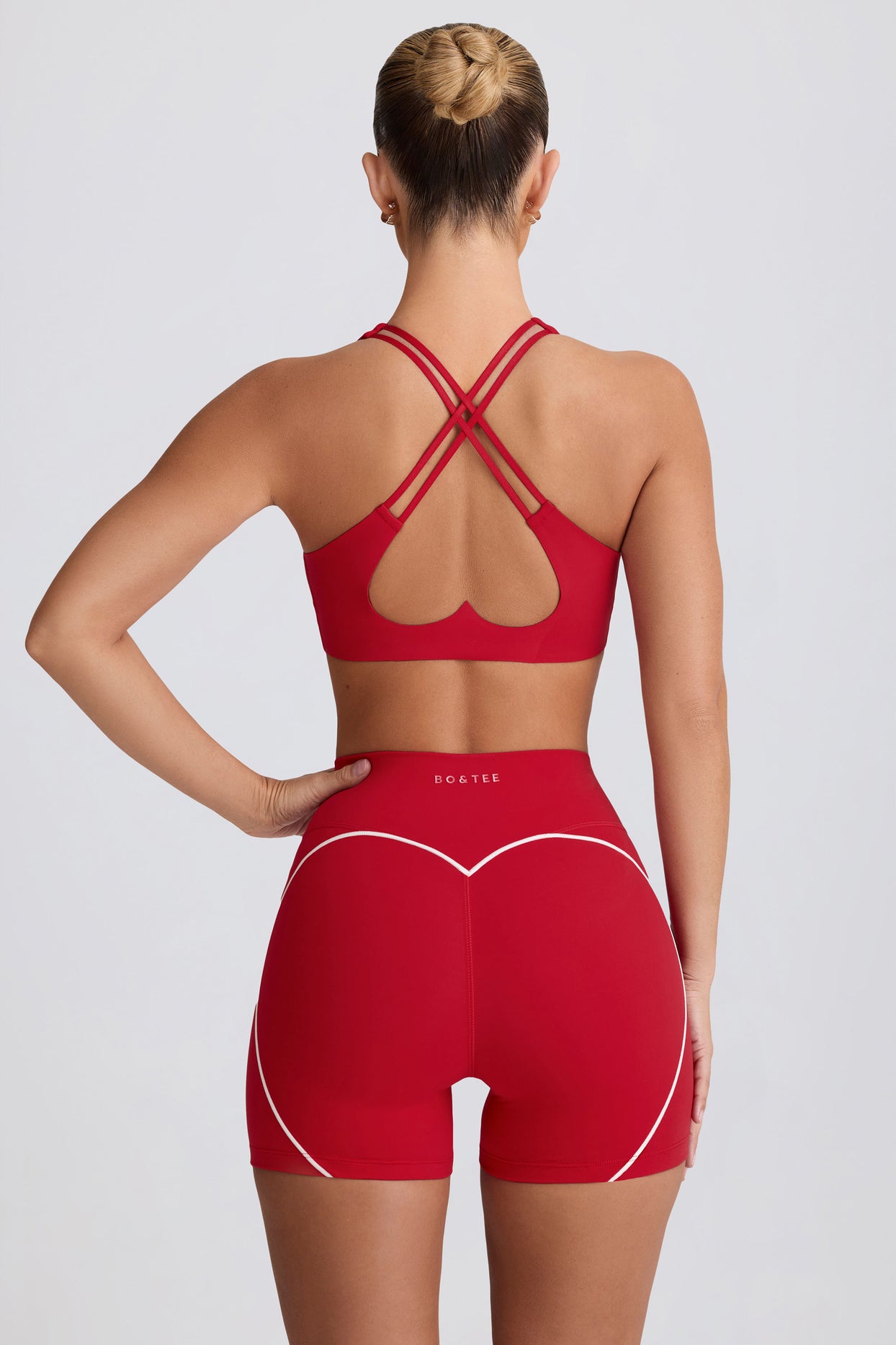 Soft Active V-Neck Sports Bra in Hot Red - 6