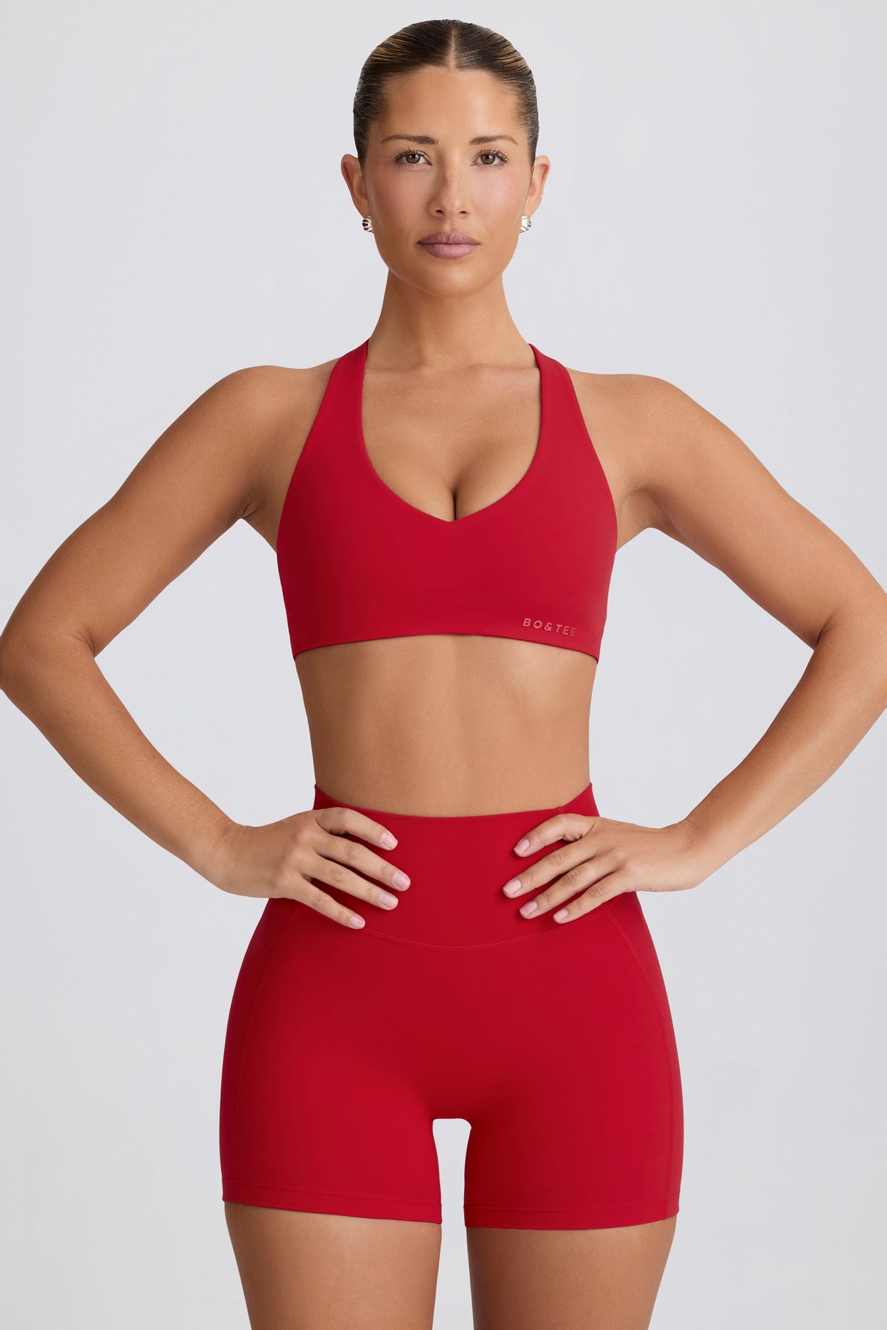 Soft Active V-Neck Sports Bra in Hot Red - 7