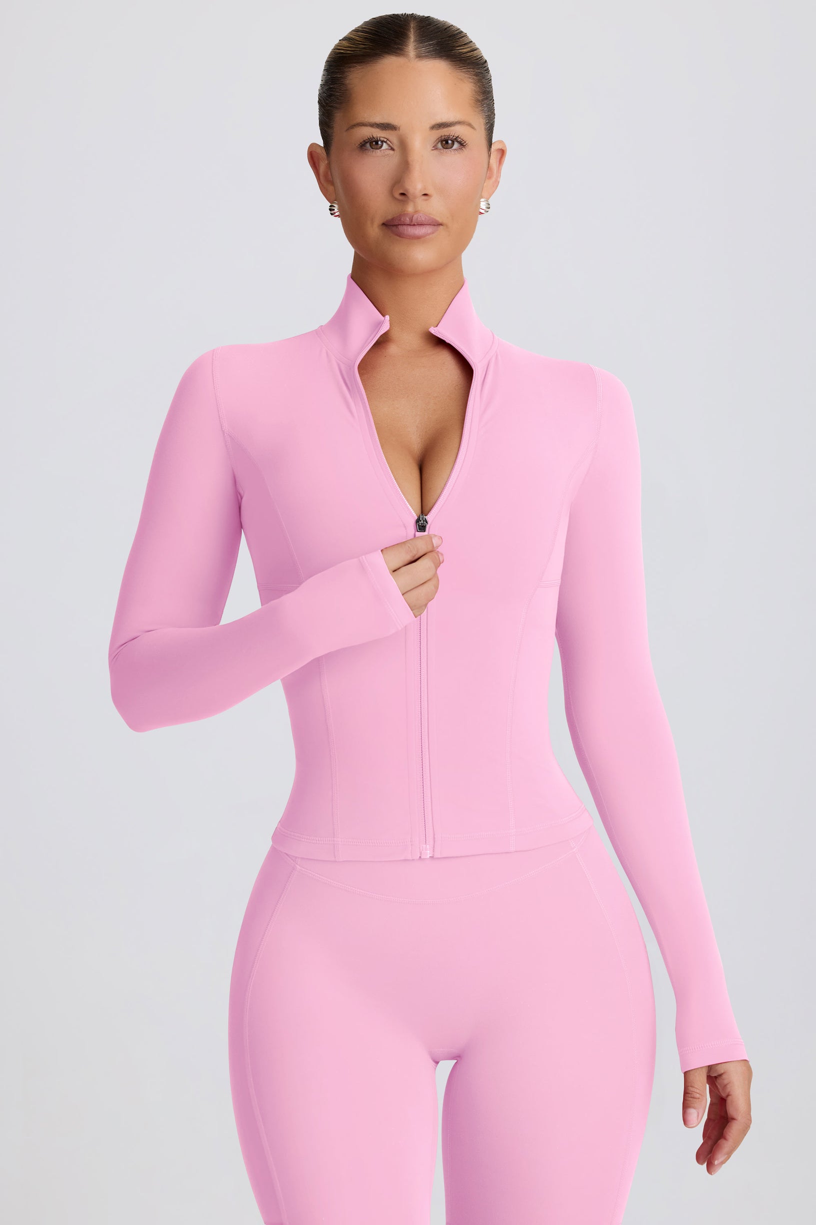 Soft Active Zip-Up Jacket in Baby Pink - 1