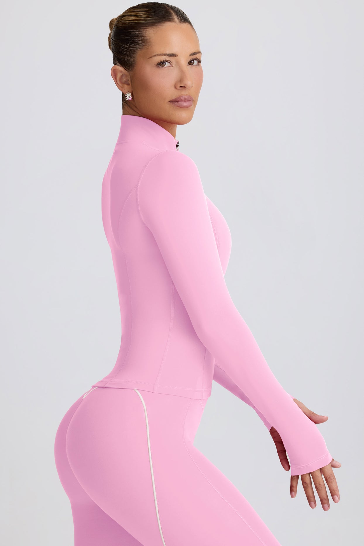Soft Active Zip-Up Jacket in Baby Pink - 3