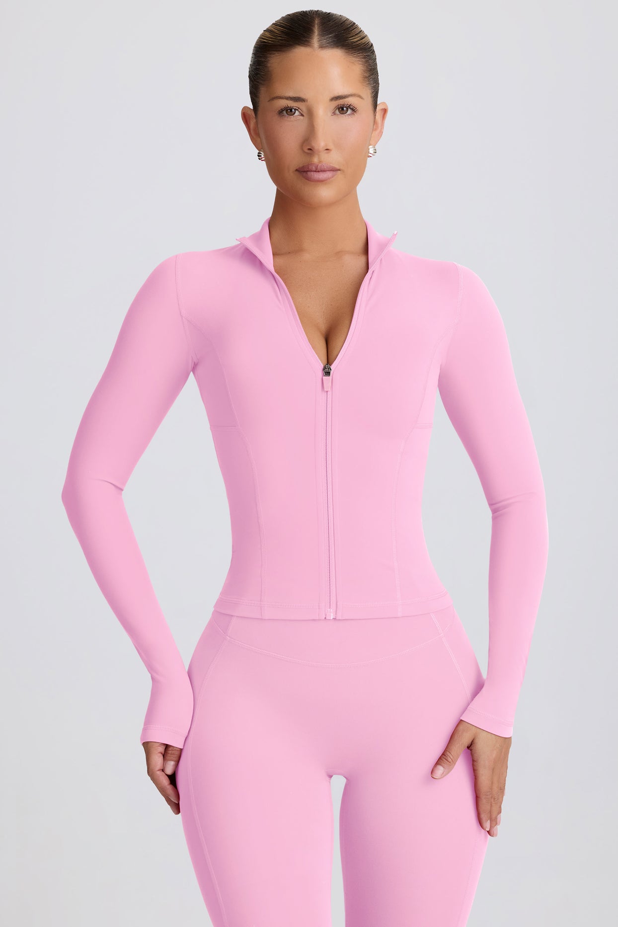 Soft Active Zip-Up Jacket in Baby Pink - 8