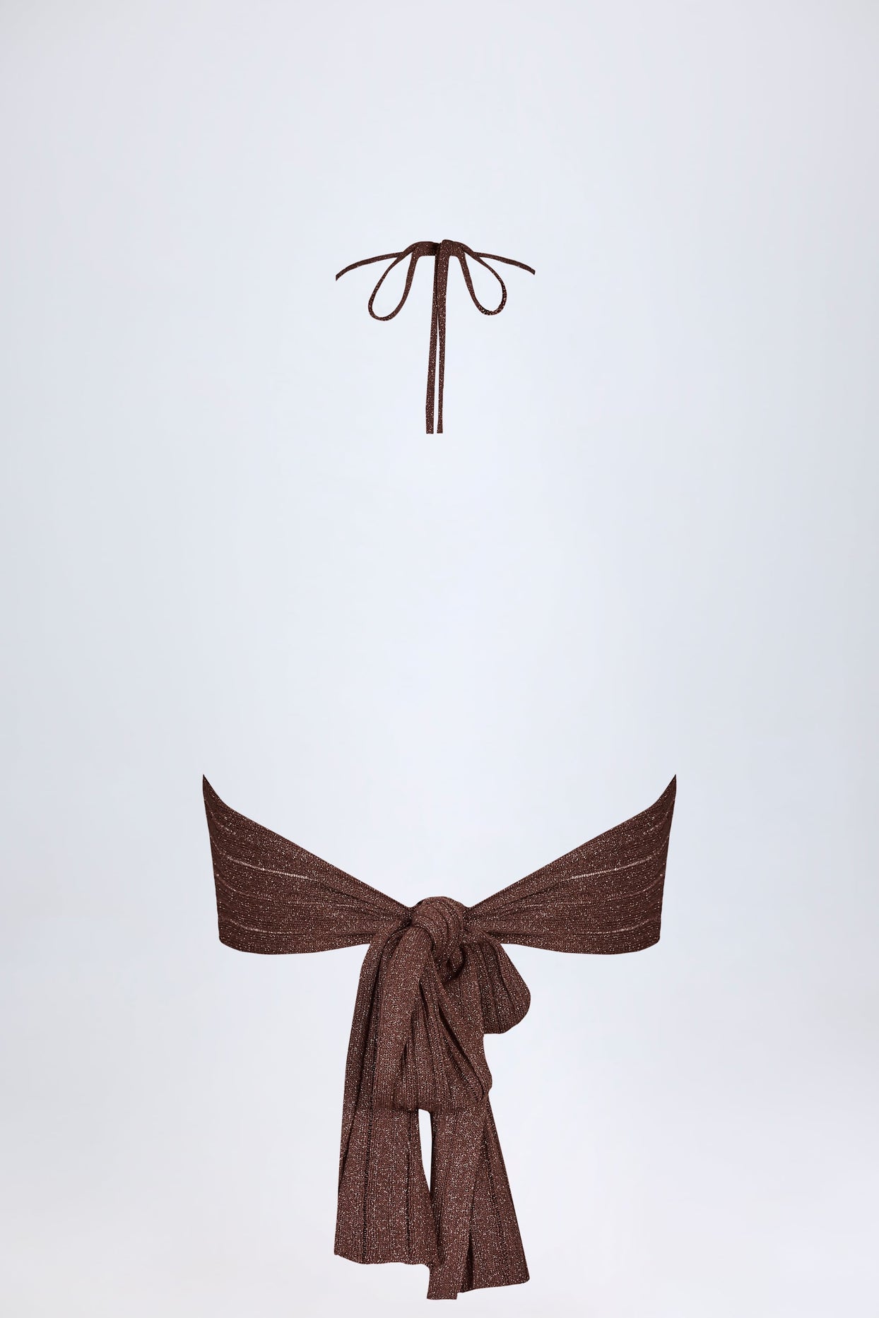 Plunge Halterneck Crop Top in Bronze - 4