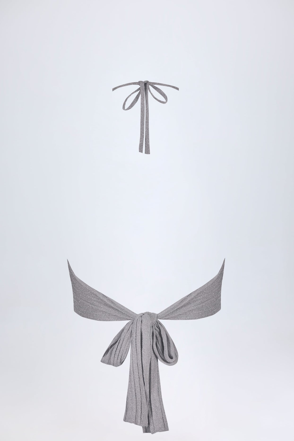 Plunge Halterneck Crop Top in Silver - 4