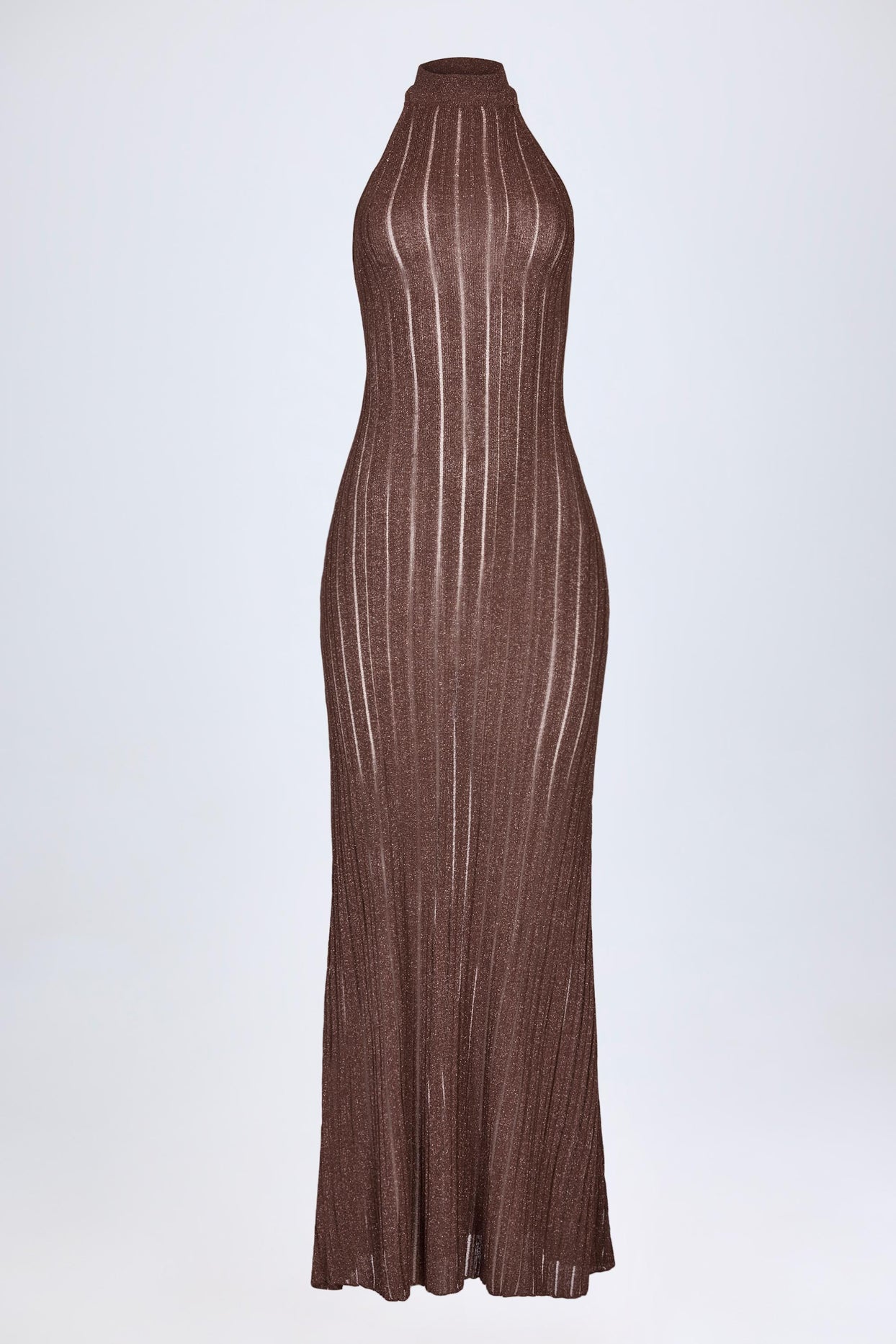 Backless Halterneck Maxi Dress in Bronze - 3
