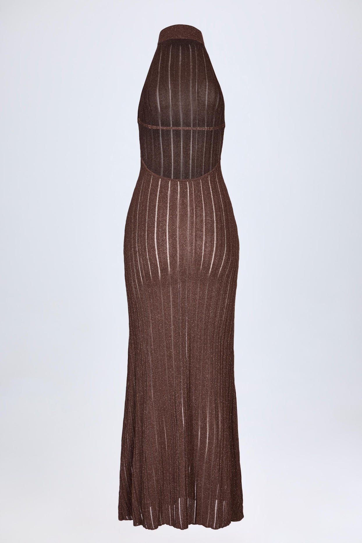 Backless Halterneck Maxi Dress in Bronze - 4