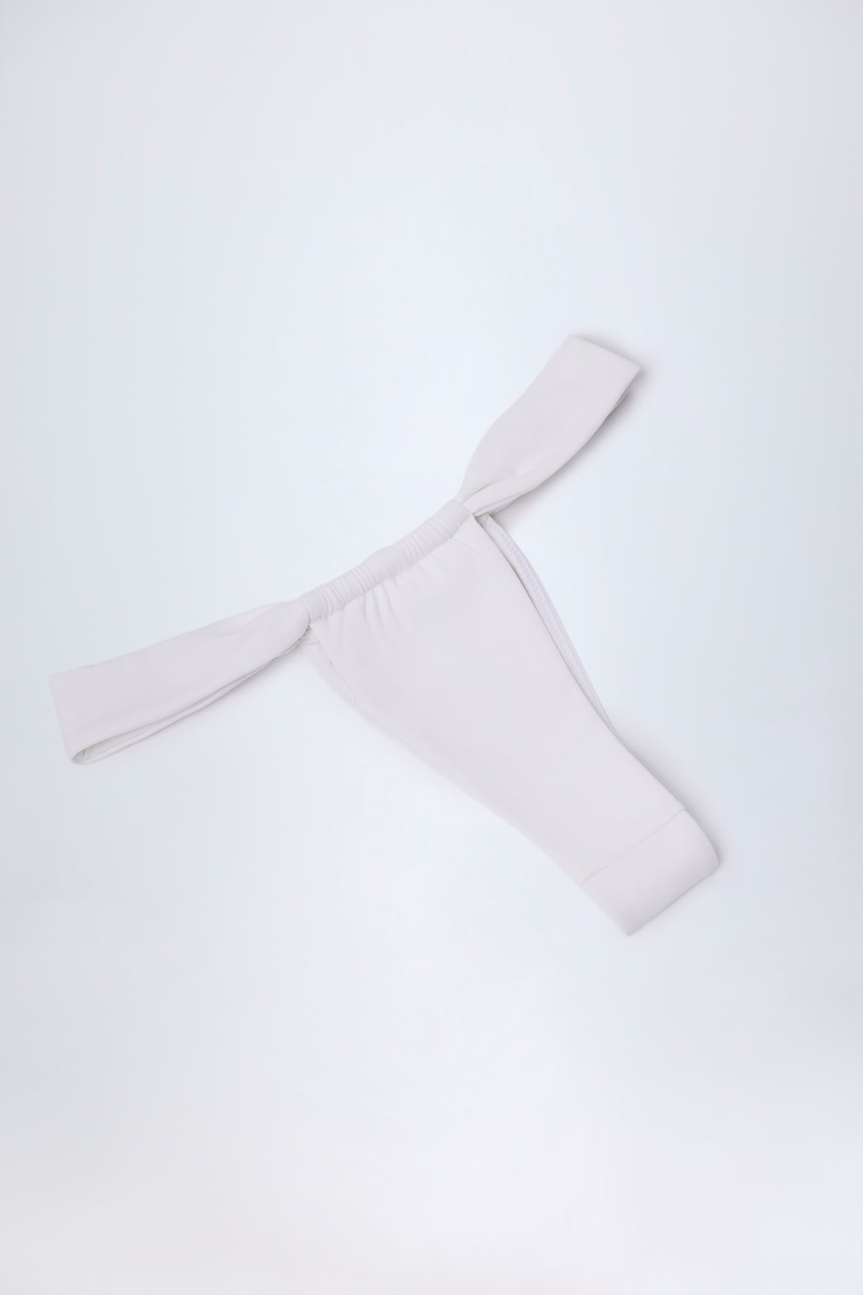 Ruched Thong Bikini Bottoms in White - 5