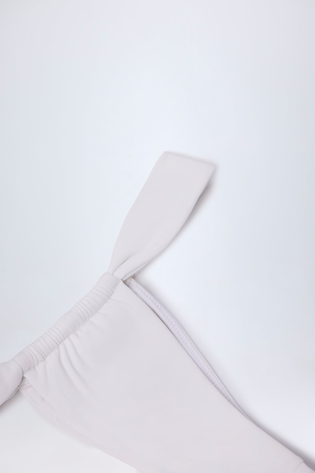 Ruched Thong Bikini Bottoms in White - 6