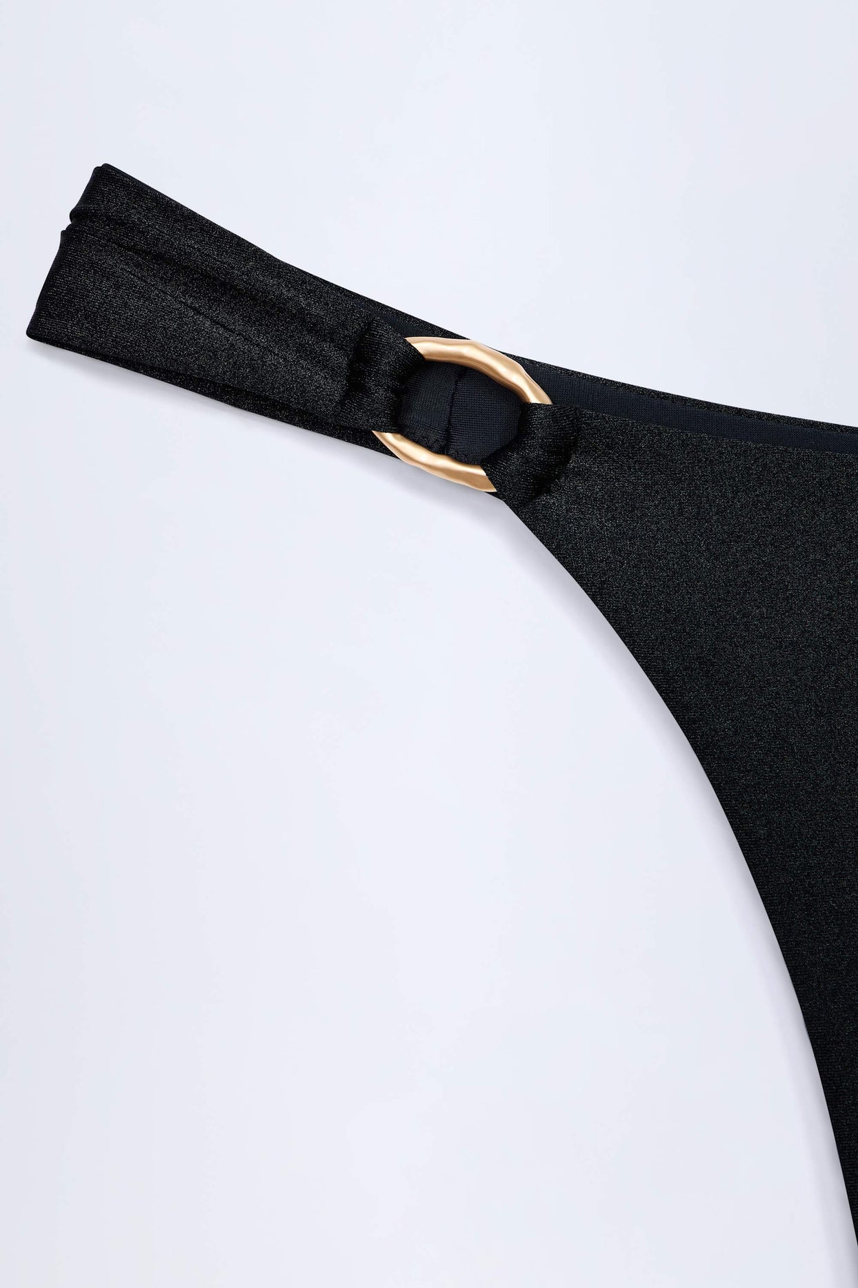 Hardware-Detail Thong Bikini Bottoms in Black - 5