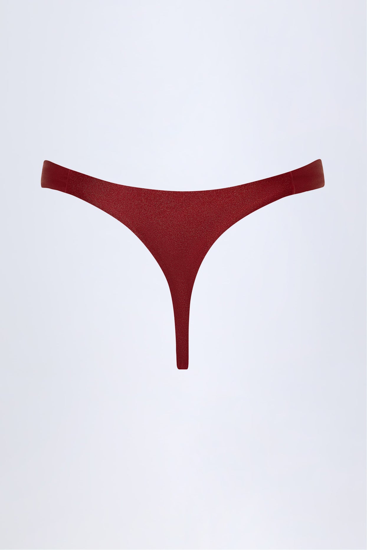 Hardware-Detail Thong Bikini Bottoms in Dark Cherry - 4