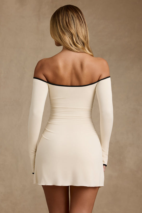 Modal Off-Shoulder A-Line Mini Dress in Ivory