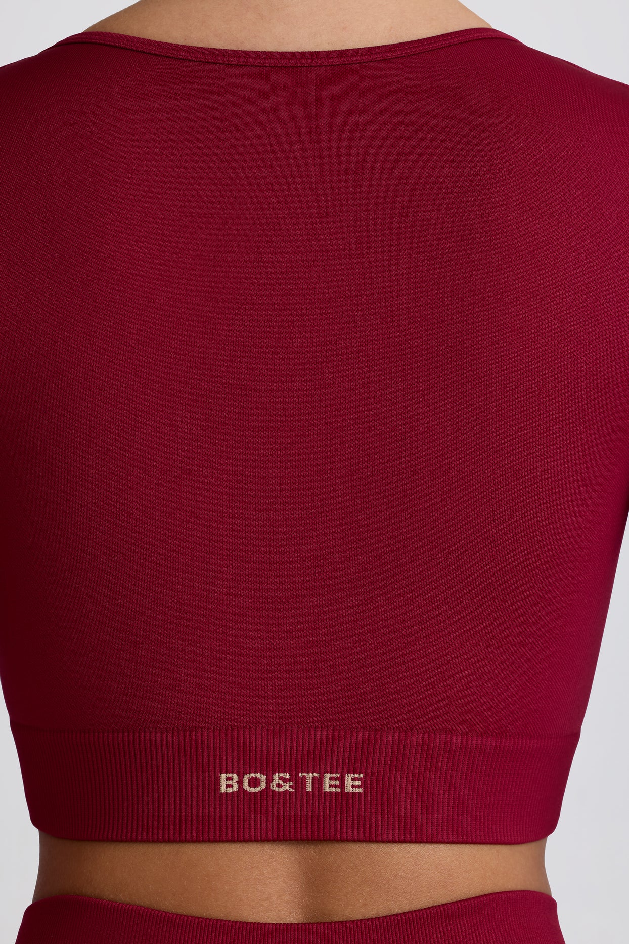 Super Sculpt Seamless Long-Sleeve Crop Top in Burgundy - 6