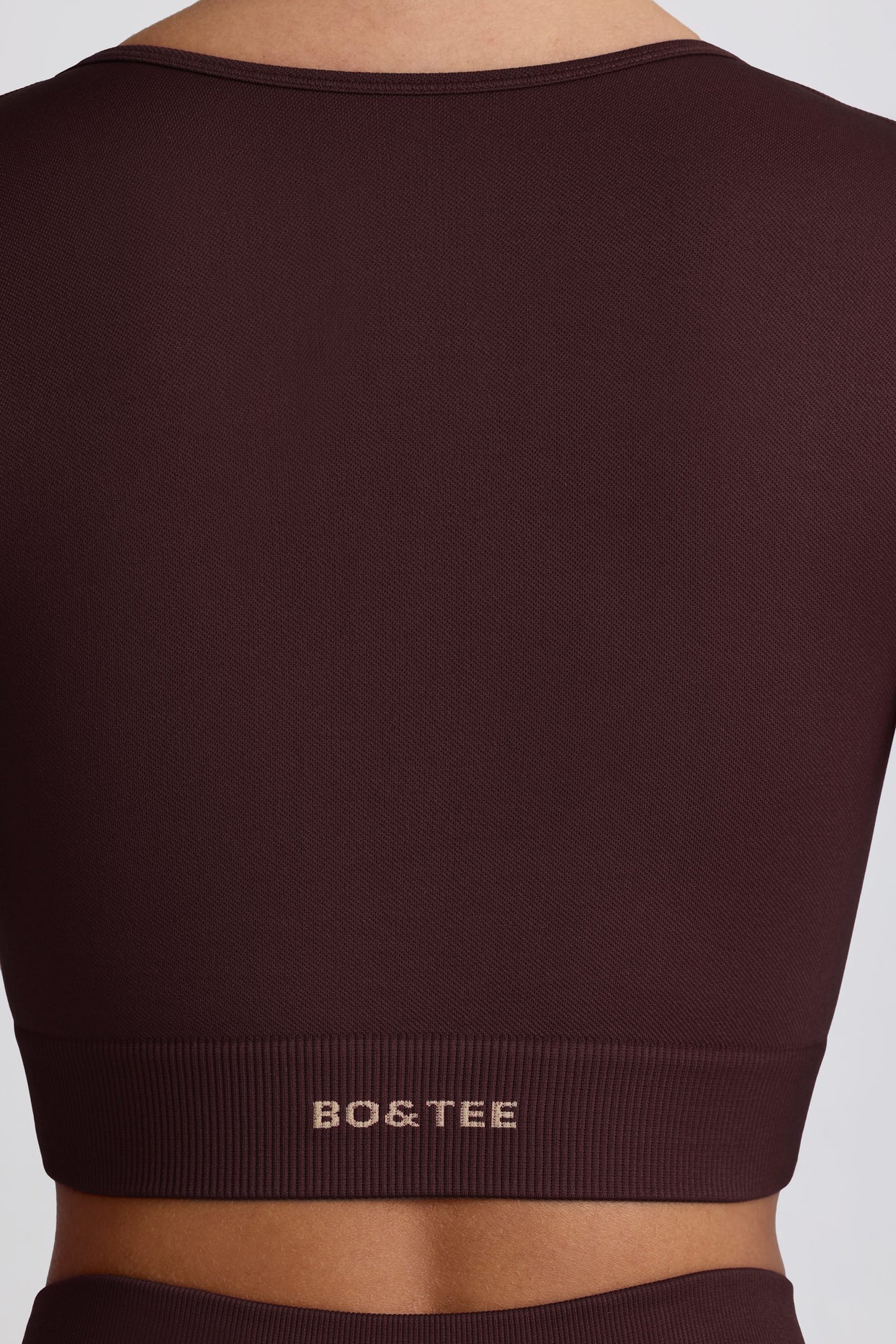 Super Sculpt Seamless Long-Sleeve Crop Top in Chocolate - 6