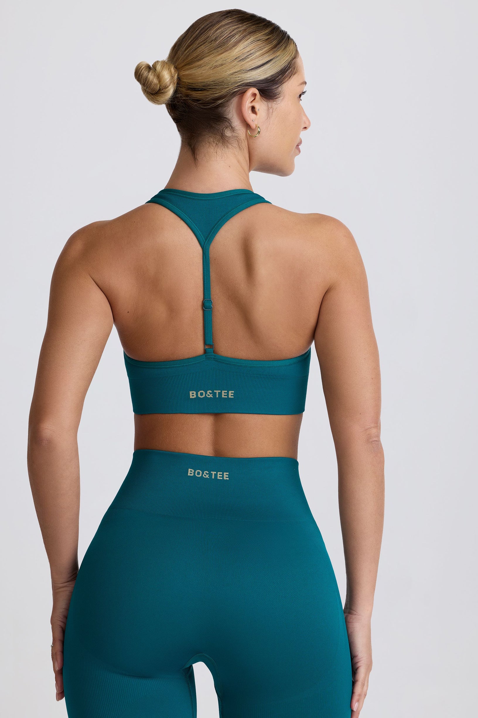 Super Sculpt Seamless T-Back Sports Bra in Teal - 1