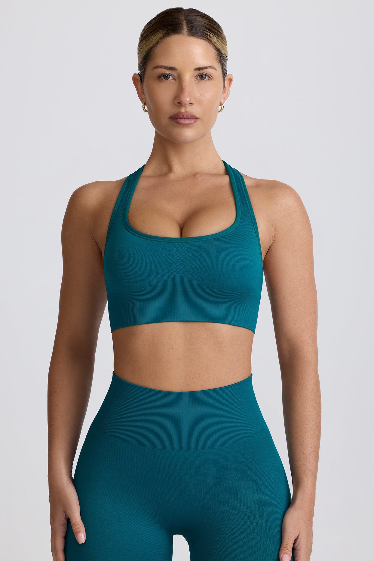 Super Sculpt Seamless T-Back Sports Bra in Teal - 3