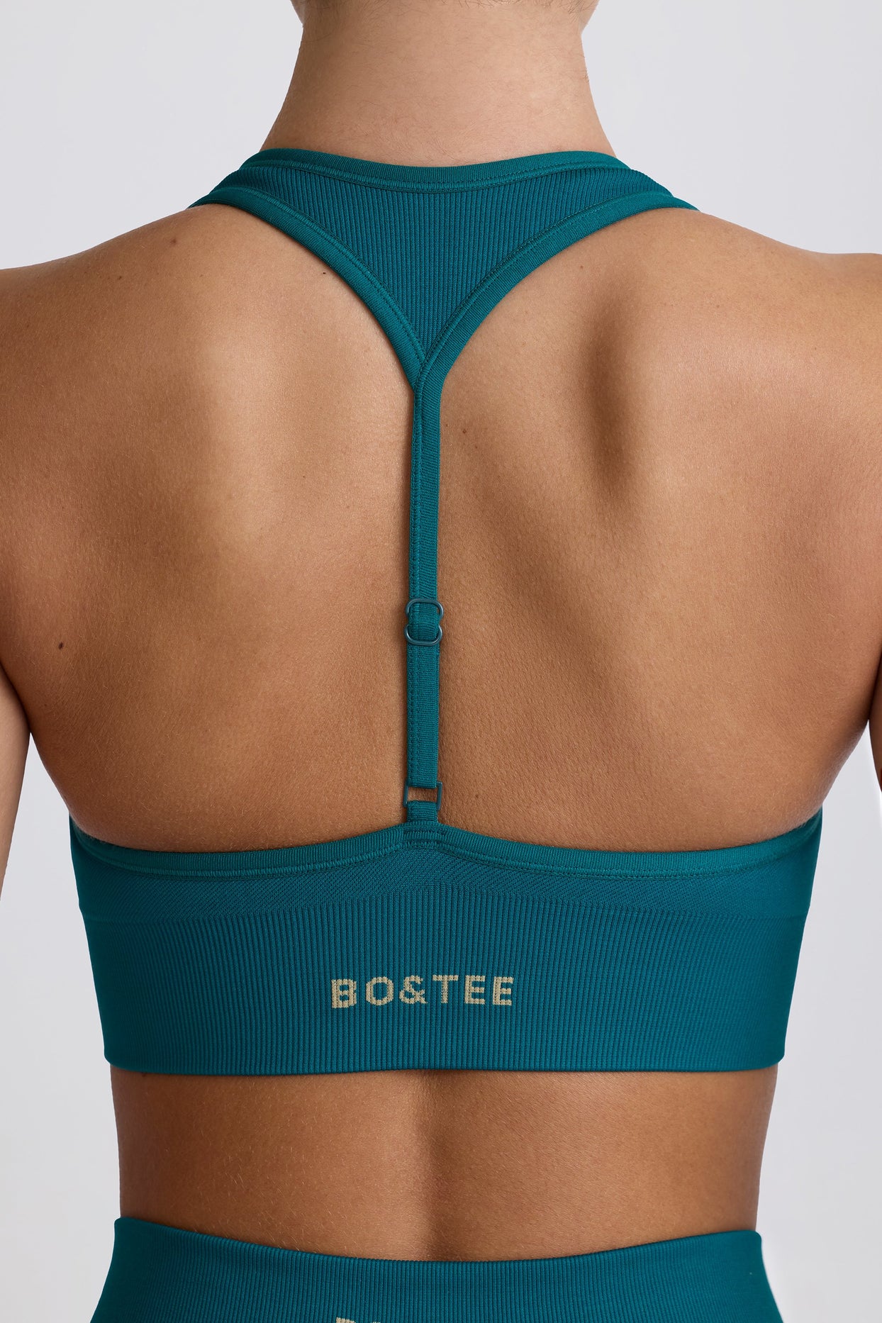 Super Sculpt Seamless T-Back Sports Bra in Teal - 5