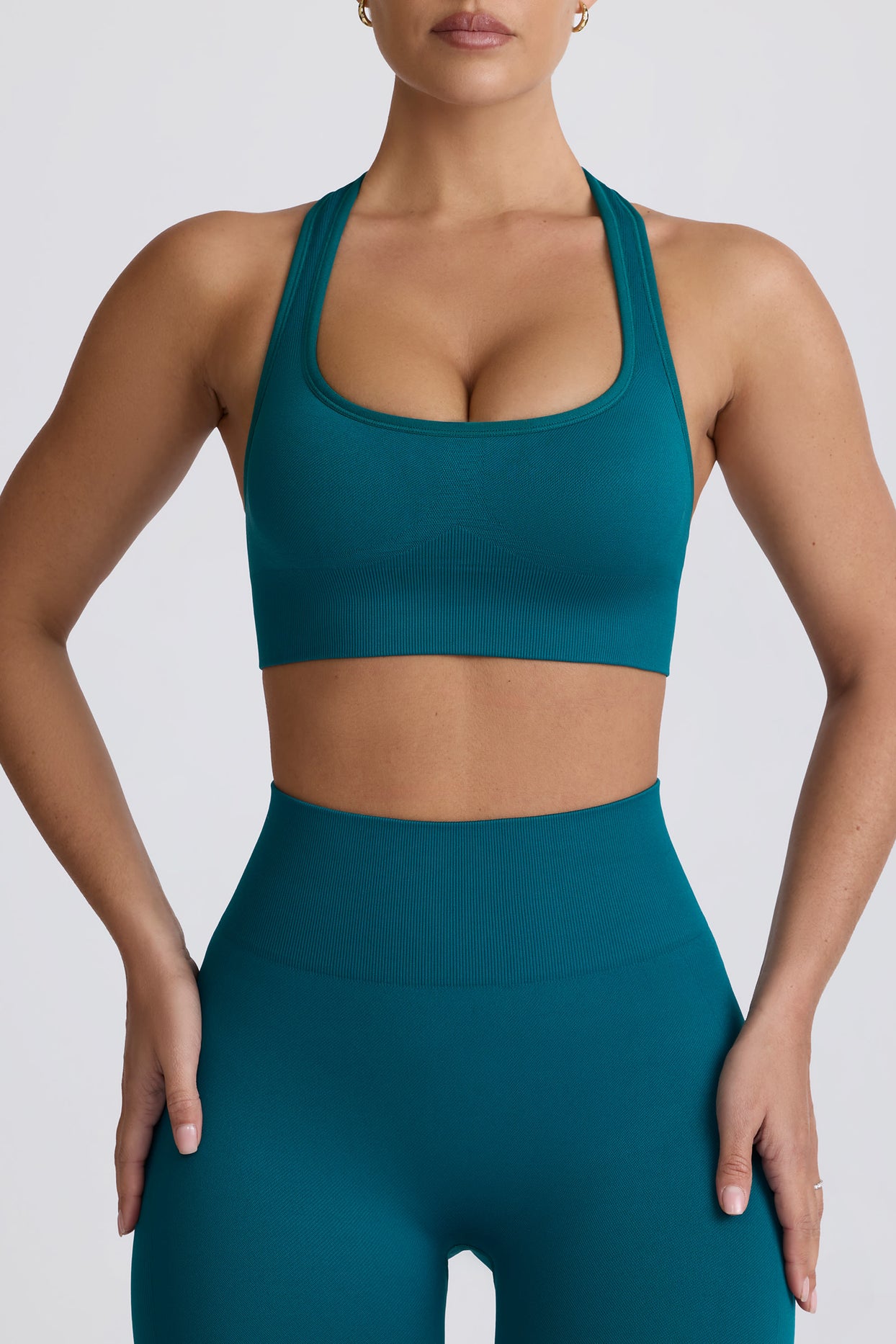 Super Sculpt Seamless T-Back Sports Bra in Teal - 8