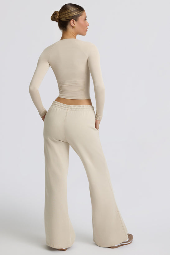 Low-Rise Wide-Leg Joggers in Bone