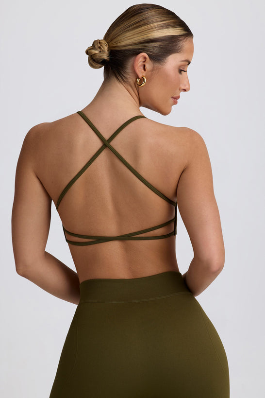 Super Sculpt Seamless Backless Sports Bra in Dark Green