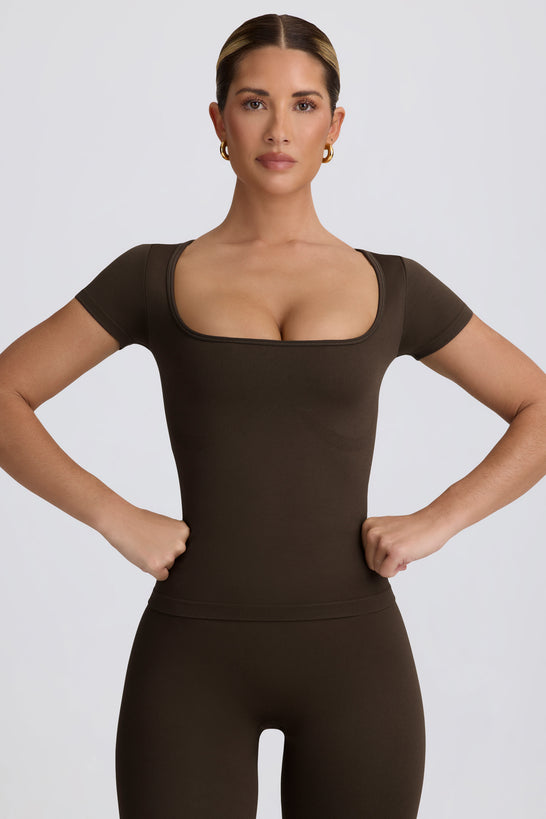 Super Sculpt Seamless T-Shirt in Brown