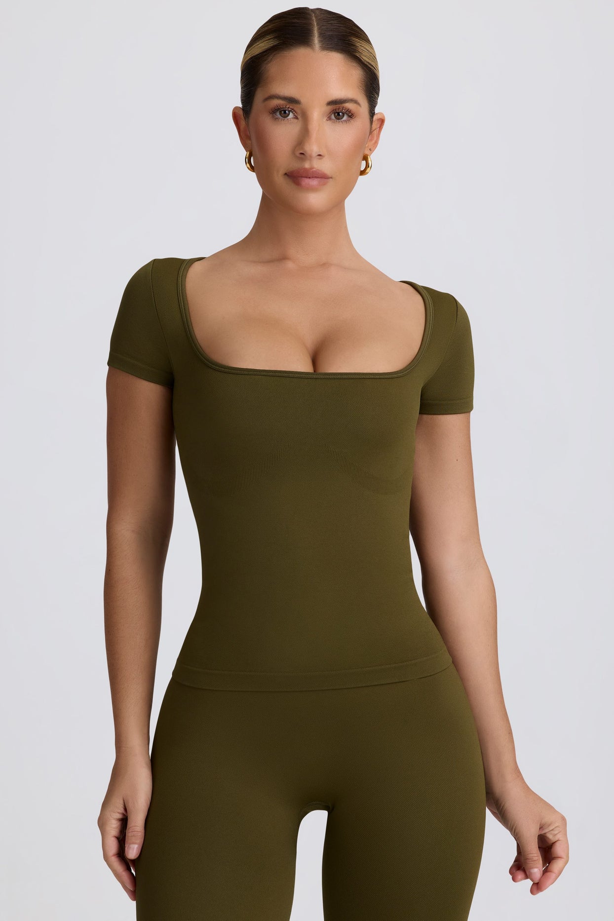 Super Sculpt Seamless T-Shirt in Dark Green - 1