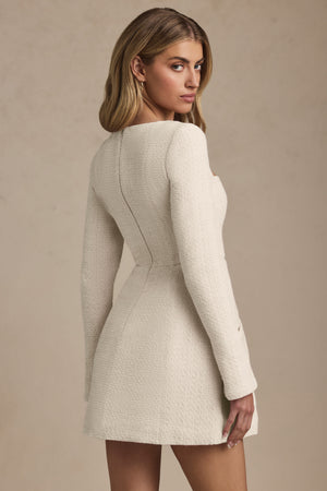 Sweetheart-Neck Structured Mini Dress in Ivory