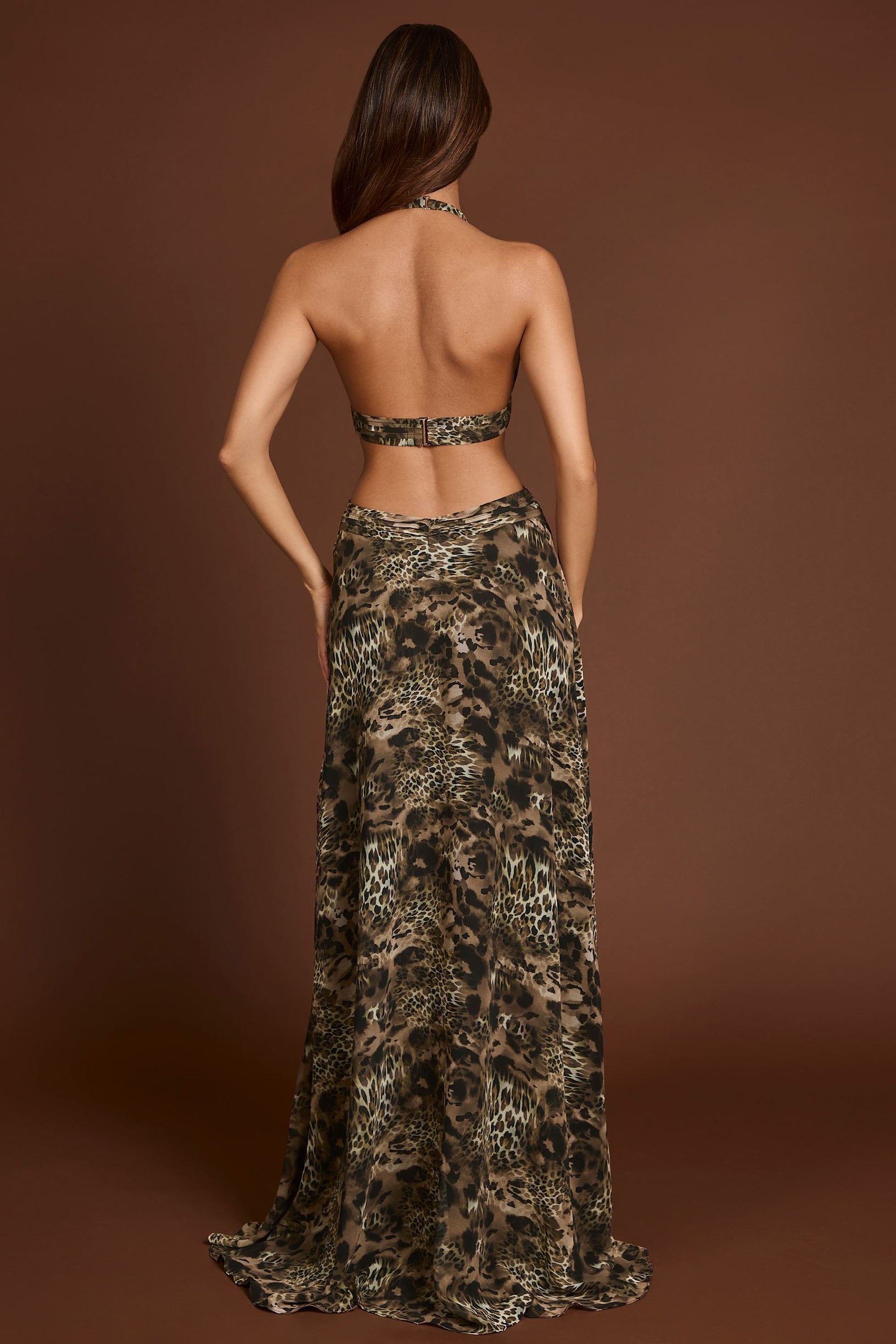 Plunge Cut-out Maxi Gown in Leopard Print - 2