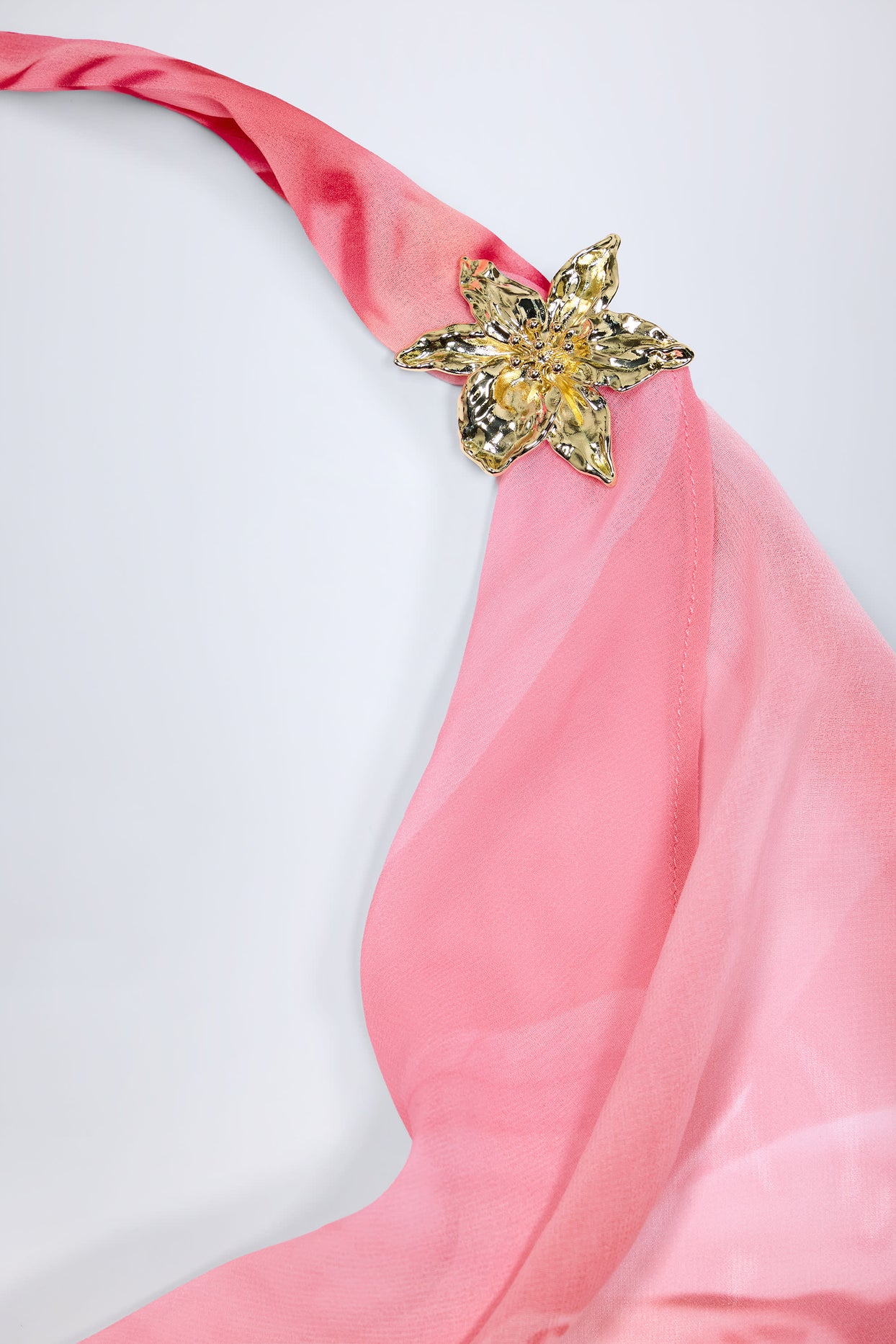 Cowl-Neck Hardware-Detail Maxi Dress in Pink Orchid Print - 5