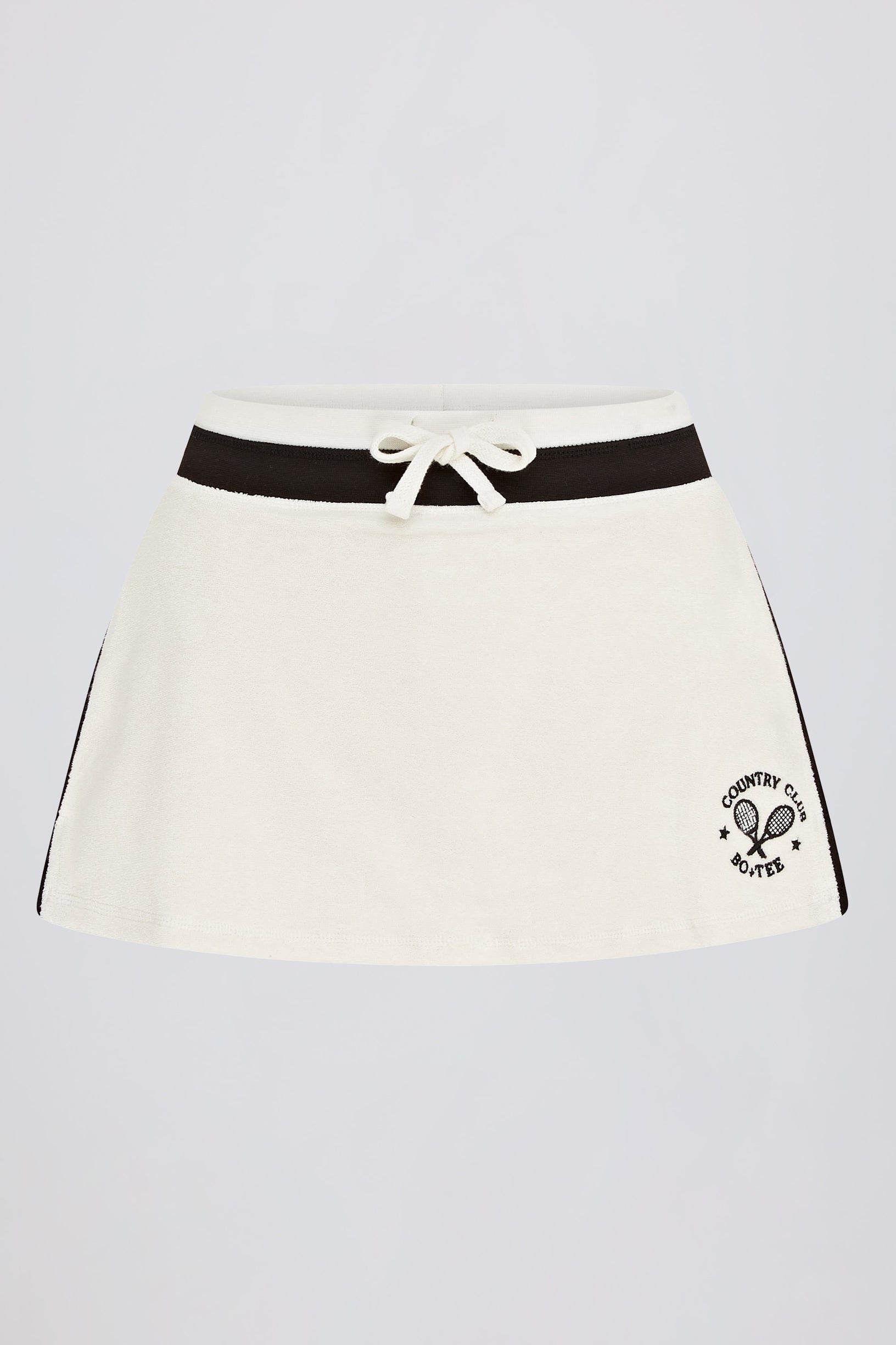Terry Towelling Mid-Rise Skort in Ivory - 1