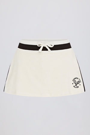 Terry Towelling Mid-Rise Skort in Ivory