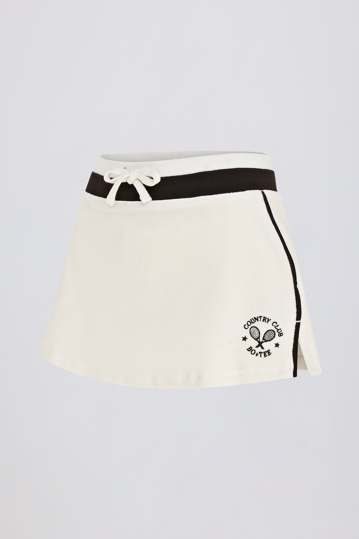 Terry Towelling Mid-Rise Skort in Ivory - 4
