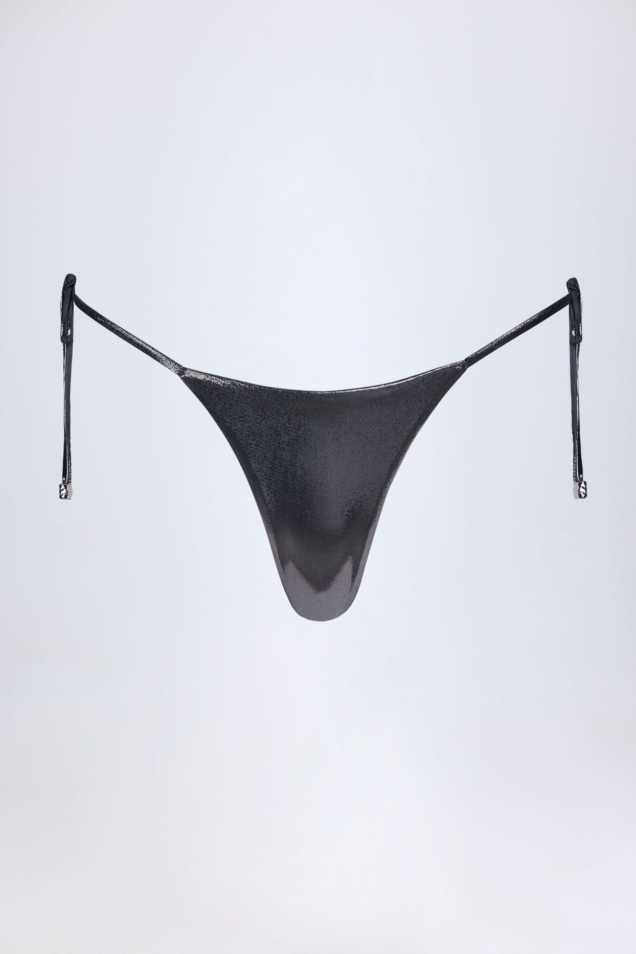Thong Bikini Bottoms in Silver Chrome - 5