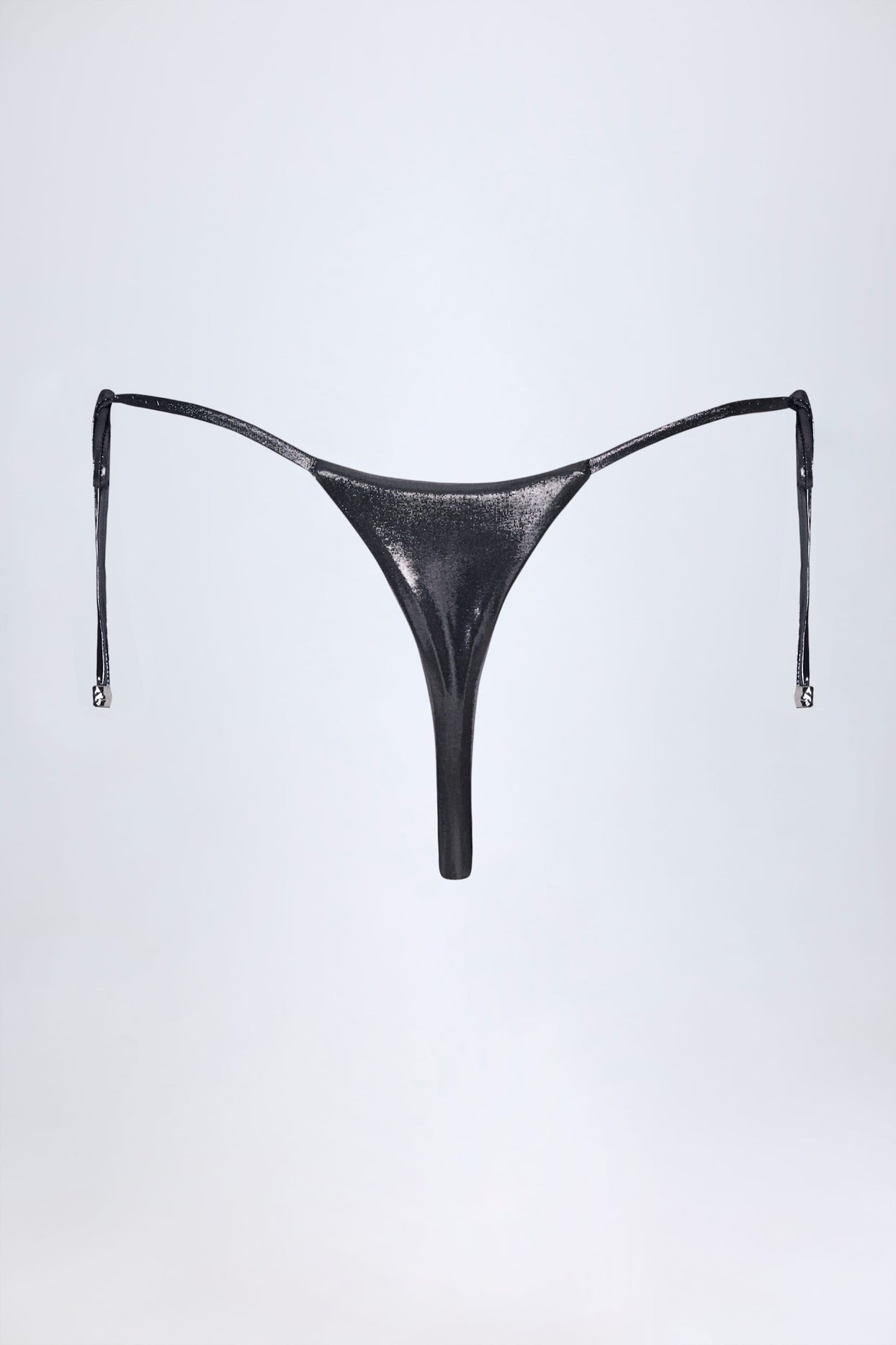 Thong Bikini Bottoms in Silver Chrome - 6