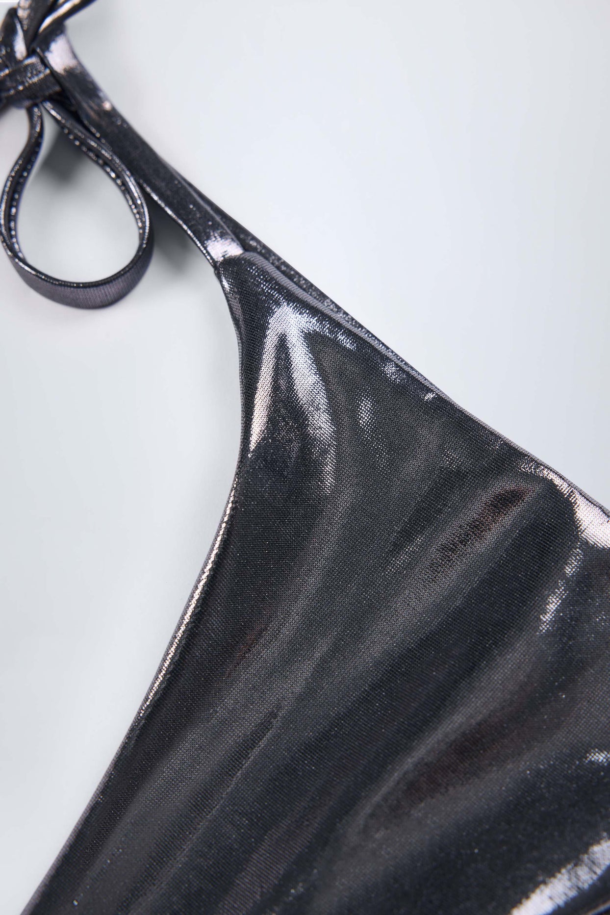 Thong Bikini Bottoms in Silver Chrome - 7